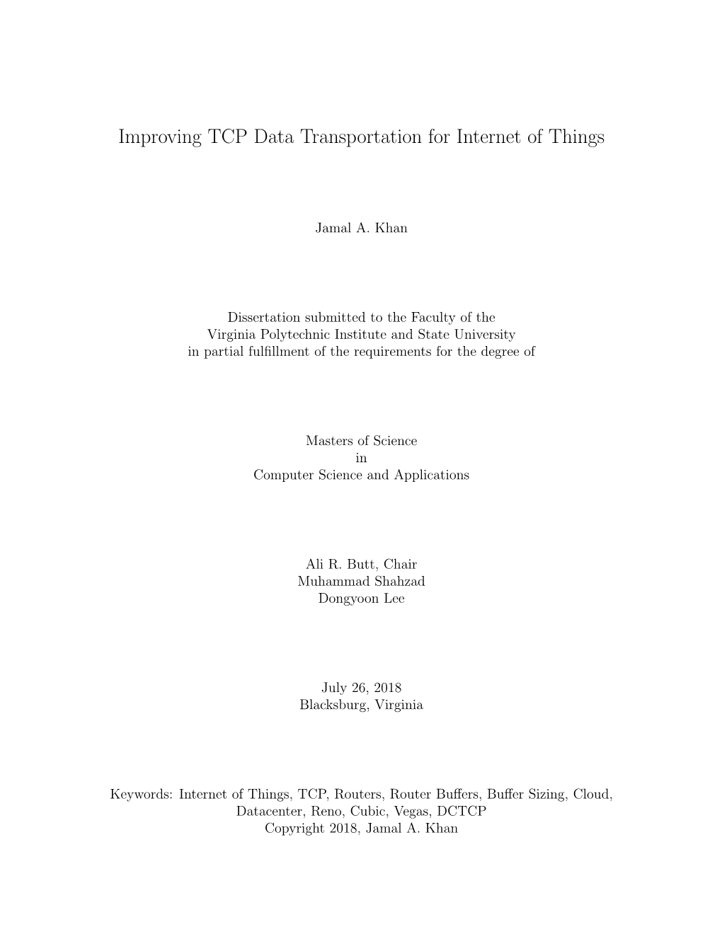 Improving TCP Data Transportation for Internet of Things