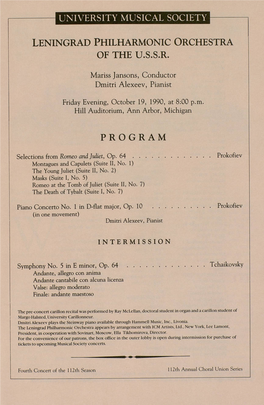 University Musical Society Leningrad Philharmonic