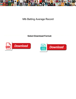 Mlb Batting Average Record