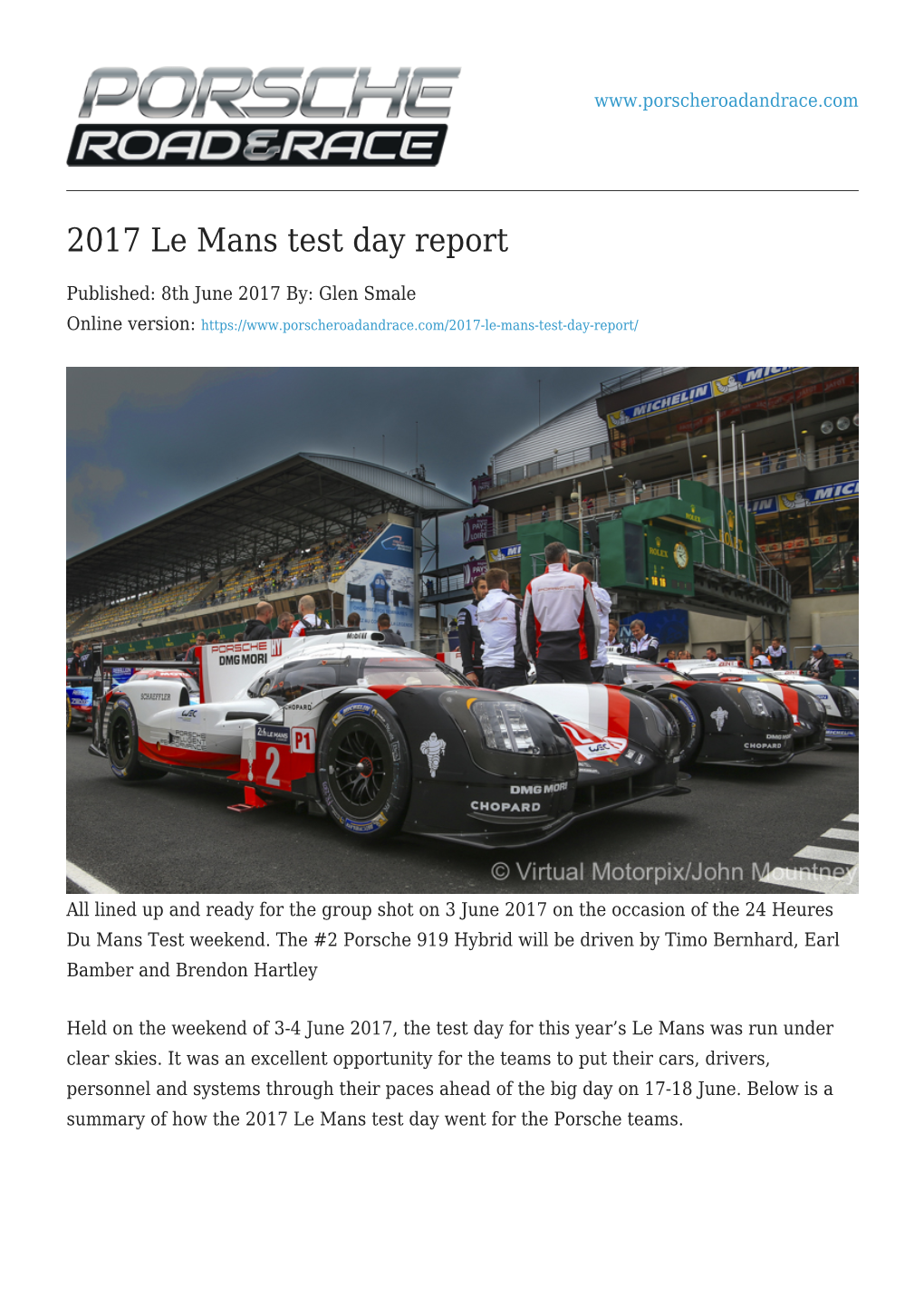 2017 Le Mans Test Day Report