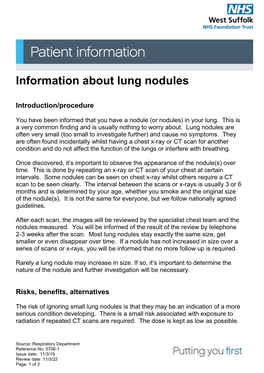 Information About Lung Nodules