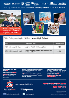 What's Happening in 2013 at Lymm High School