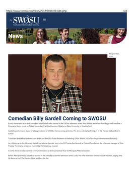 09-04-2018 Comedian Billy Gardell Coming to SWOSU