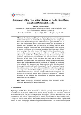Assessment of the Flow at the Chatara on Koshi River Basin Using Semi Distributed Model
