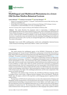 Multilingual and Multiword Phenomena in a Lemon Old Occitan Medico-Botanical Lexicon