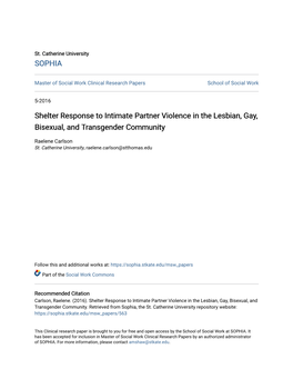 Shelter Response to Intimate Partner Violence in the Lesbian, Gay, Bisexual, and Transgender Community