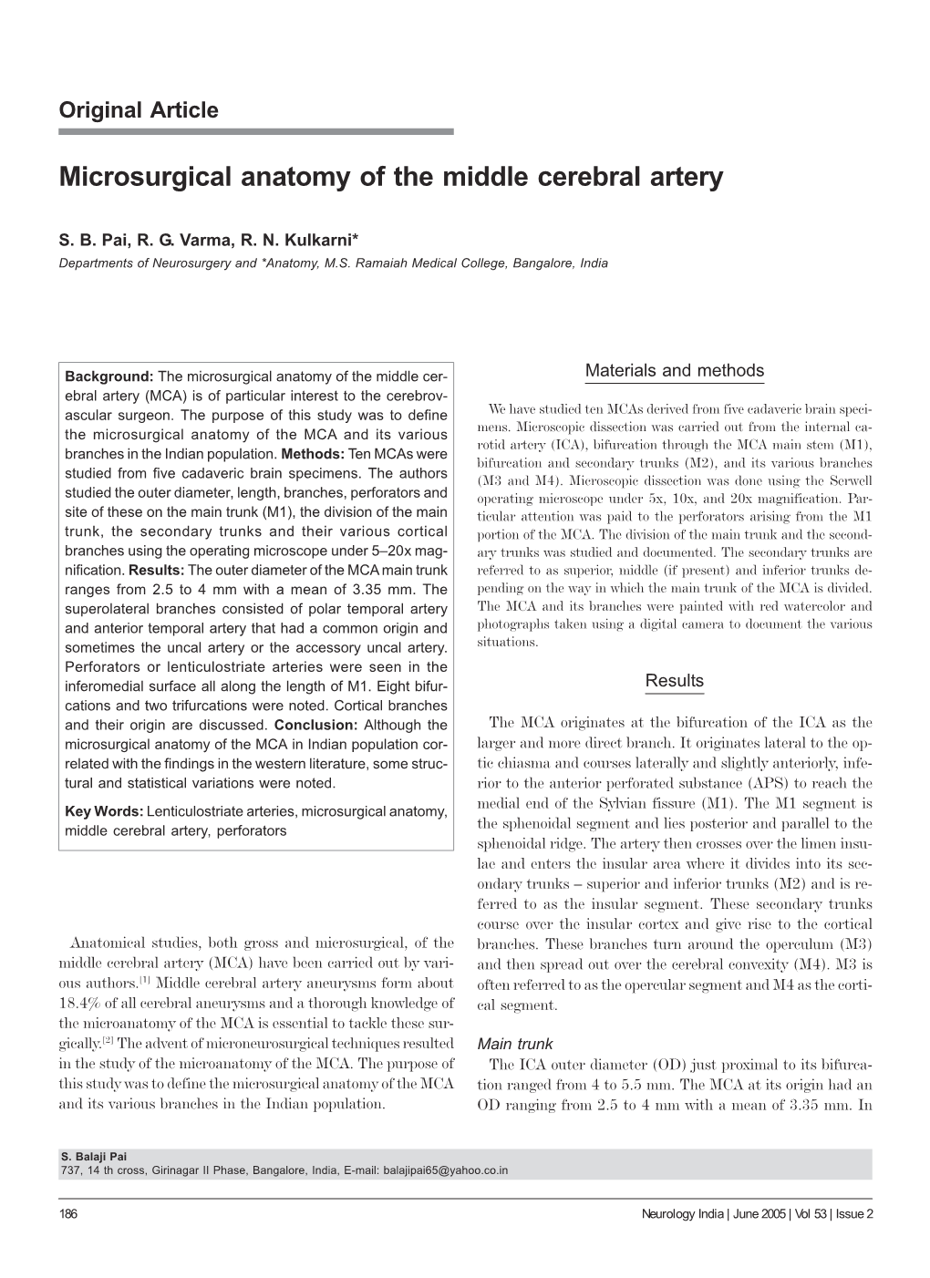 Microsurgical Anatomy of the Middle Cerebral Artery