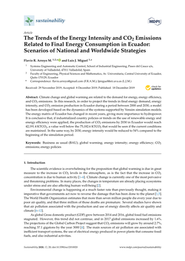 The Trends of the Energy Intensity and CO2 Emissions Related to Final Energy Consumption in Ecuador: Scenarios of National and Worldwide Strategies