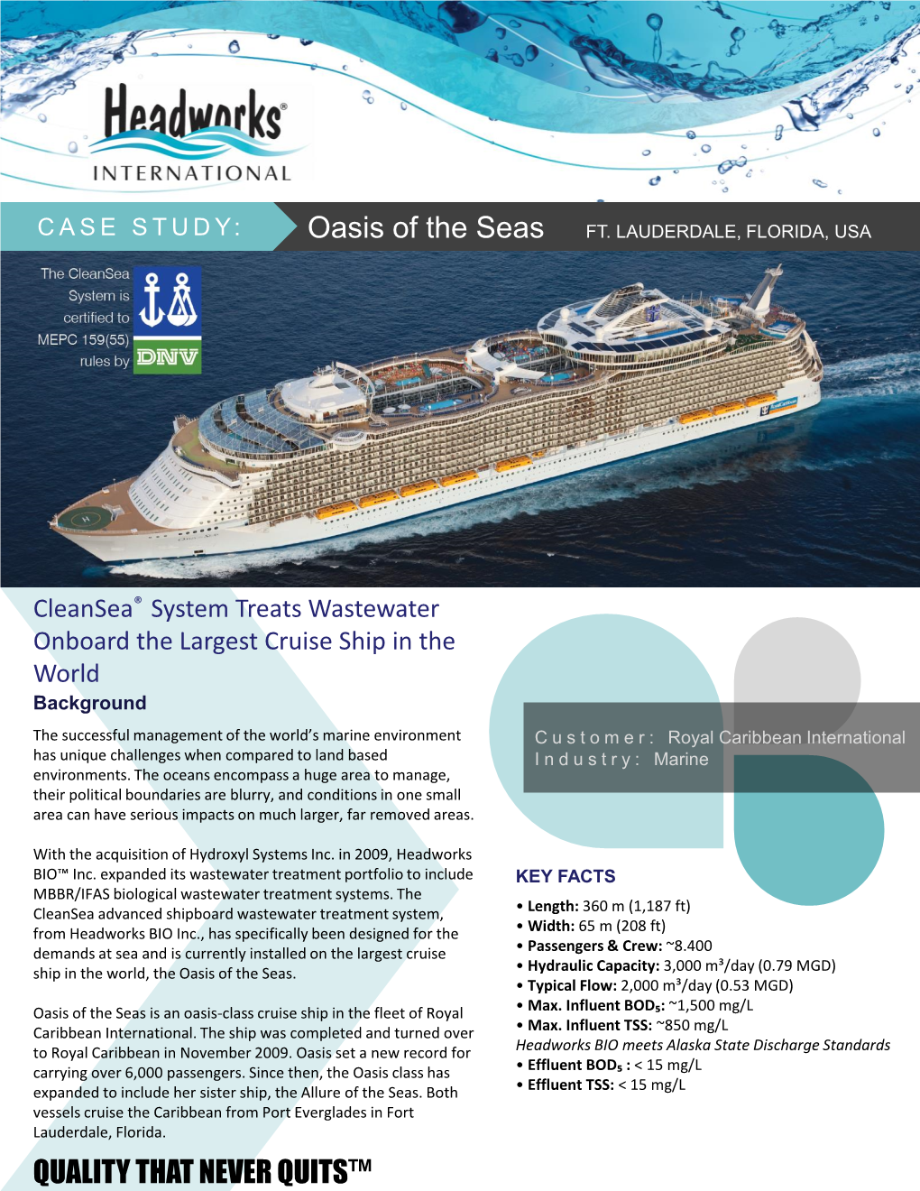 QUALITY THAT NEVER QUITS™ Oasis of the Seas - FT