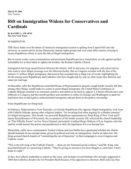 Rift on Immigration Widens for Conservatives and Cardinals