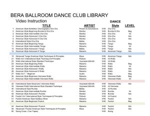Bera Ballroom Dance Club Library