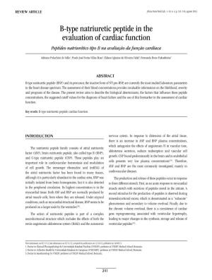 B-Type Natriuretic Peptide in the Evaluation of Cardiac Function Peptídeo Natriurético Tipo B Na Avaliação Da Função Cardíaca