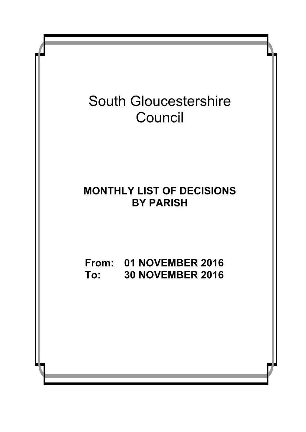 MONTHLY LIST of DECISIONS by PARISH From