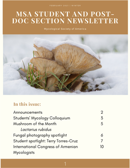 Msa Student and Post- Doc Section Newsletter
