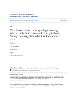 Variations in 24-Mu M Morphologies Among Galaxies in the Spitzer Infrared Nearby Galaxies Survey: New Insights Into the Hubble Sequence GJ Bendo