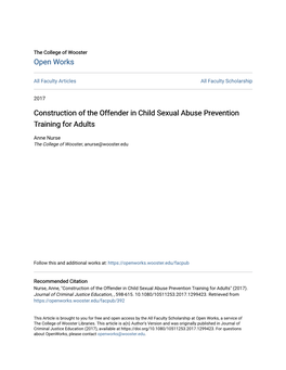 Construction of the Offender in Child Sexual Abuse Prevention Training for Adults