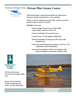 Private Pilot License Course Information