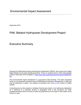 Environmental Impact Assessment PAK: Balakot Hydropower