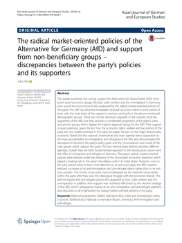 The Radical Market-Oriented Policies of the Alternative for Germany (Afd