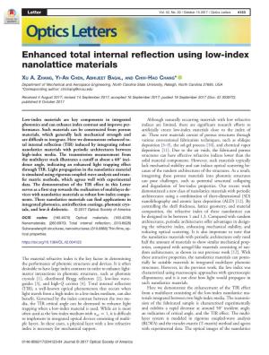 Enhanced Total Internal Reflection Using Low-Index Nanolattice Materials