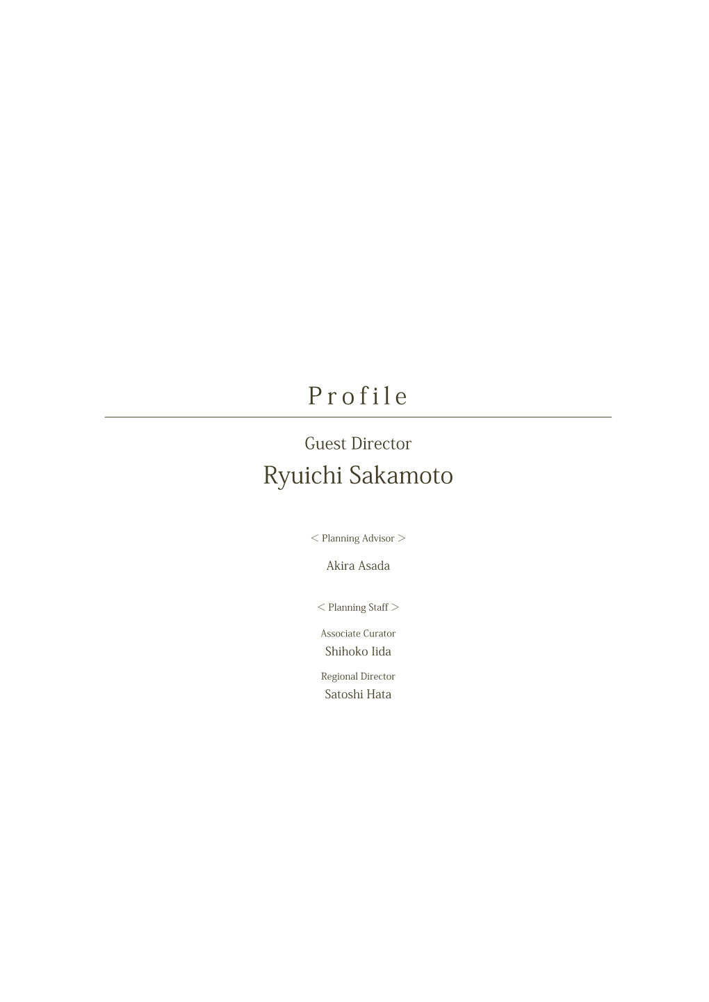 Ryuichi Sakamoto P R O F I