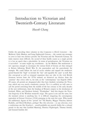 Introduction to Victorian and Twentieth-Century Literature Heesok Chang