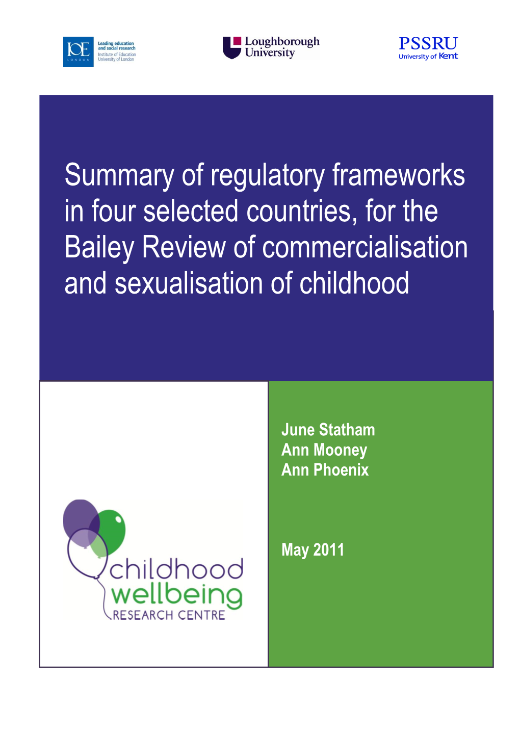 Summary of Regulatory Frameworks in Four Selected Countries, for the Bailey Review of Commercialisation and Sexualisation of Childhood