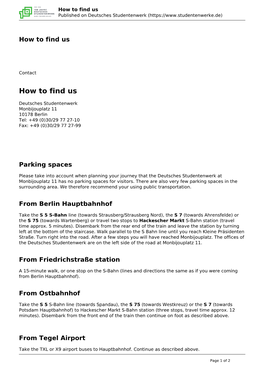 How to Find Us Published on Deutsches Studentenwerk (