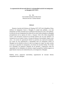 La Segmentación Del Mercado Laboral Y La Desigualdad De Los Inmigrantes