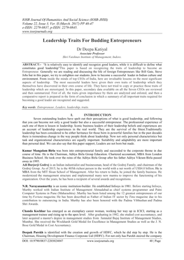 Leadership Traits for Budding Entrepreneurs