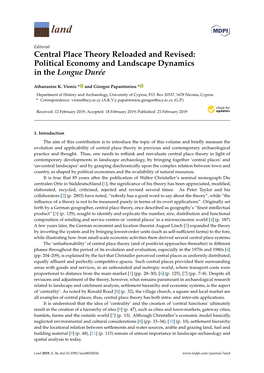 Central Place Theory Reloaded and Revised: Political Economy and Landscape Dynamics in the Longue Durée