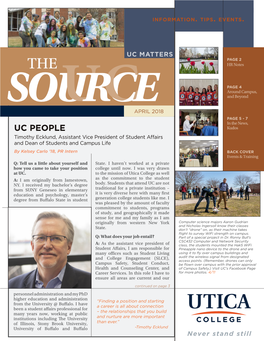 UC PEOPLE Kudos Timothy Ecklund, Assistant Vice President of Student Affairs and Dean of Students and Campus Life