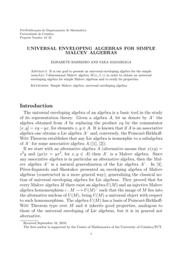 Universal Enveloping Algebras for Simple Malcev Algebras