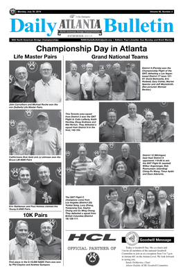 Championship Day in Atlanta Life Master Pairs Grand National Teams