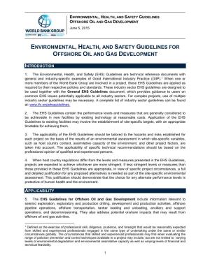 Environmental, Health, and Safety Guidelines for Offshore Oil and Gas Development