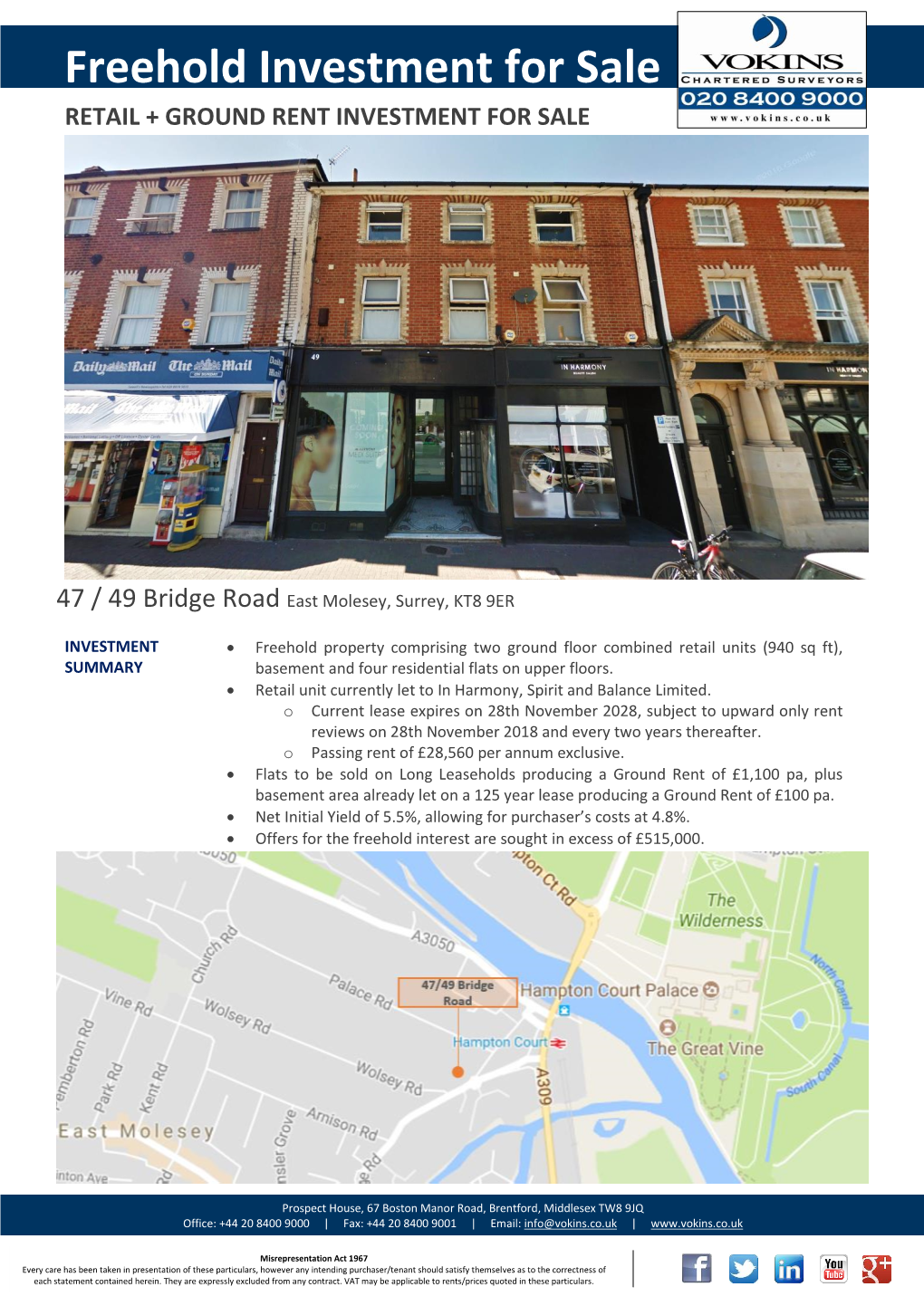 Freehold Investment for Sale RETAIL + GROUND RENT INVESTMENT for SALE