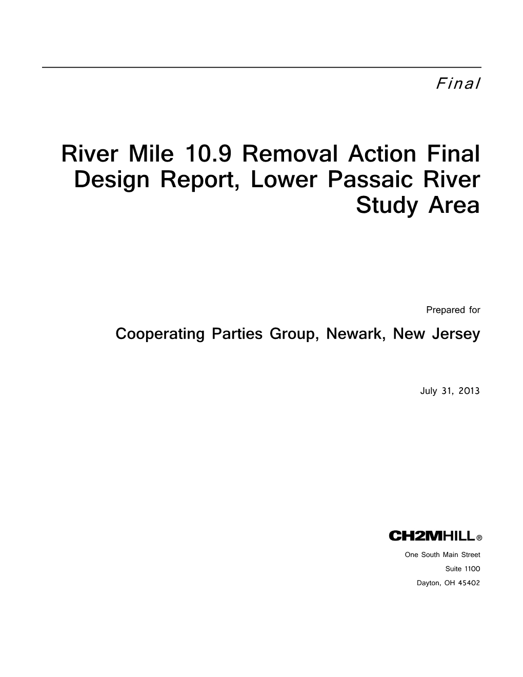 River Mile 10.9 Removal Action Final Design Report, Lower Passaic River Study Area