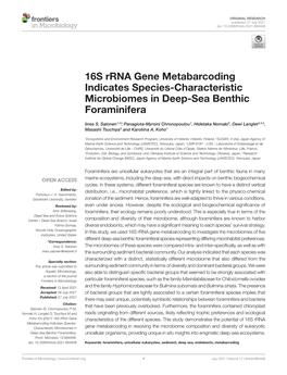 16S Rrna Gene Metabarcoding Indicates Species-Characteristic Microbiomes in Deep-Sea Benthic Foraminifera
