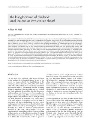 The Last Glaciation of Shetland: Local Ice Cap Or Invasive Ice Sheet? 229