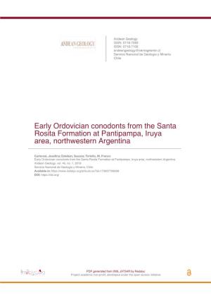 Early Ordovician Conodonts from the Santa Rosita Formation at Pantipampa, Iruya Area, Northwestern Argentina