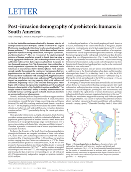 Post-Invasion Demography of Prehistoric Humans in South America Amy Goldberg1*, Alexis M