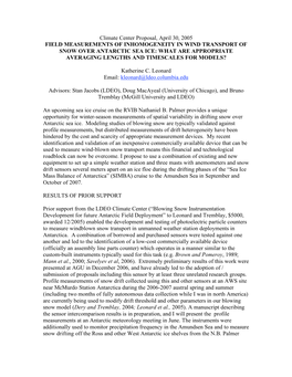 Climate Center Proposal, April 30, 2005 FIELD MEASUREMENTS OF