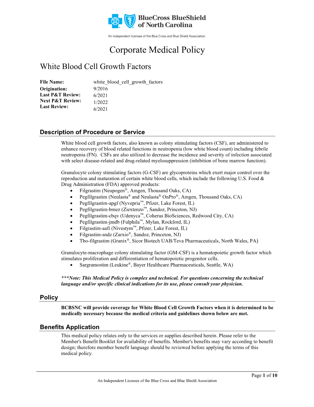 White Blood Cell Growth Factors