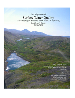 Surface Water Quality in the Nushagak, Kvichak, and Chulitna Watersheds, Southwest Alaska 2009-2010
