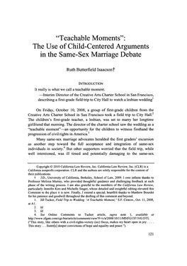 The Use of Child-Centered Arguments in the Same-Sex Marriage Debate