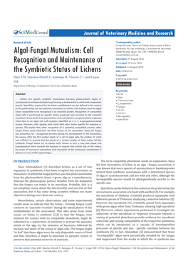 Algal-Fungal Mutualism: Cell 28040 Madrid, Spain