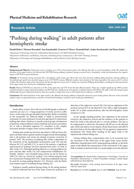 “Pushing During Walking” in Adult Patients After Hemispheric Stroke
