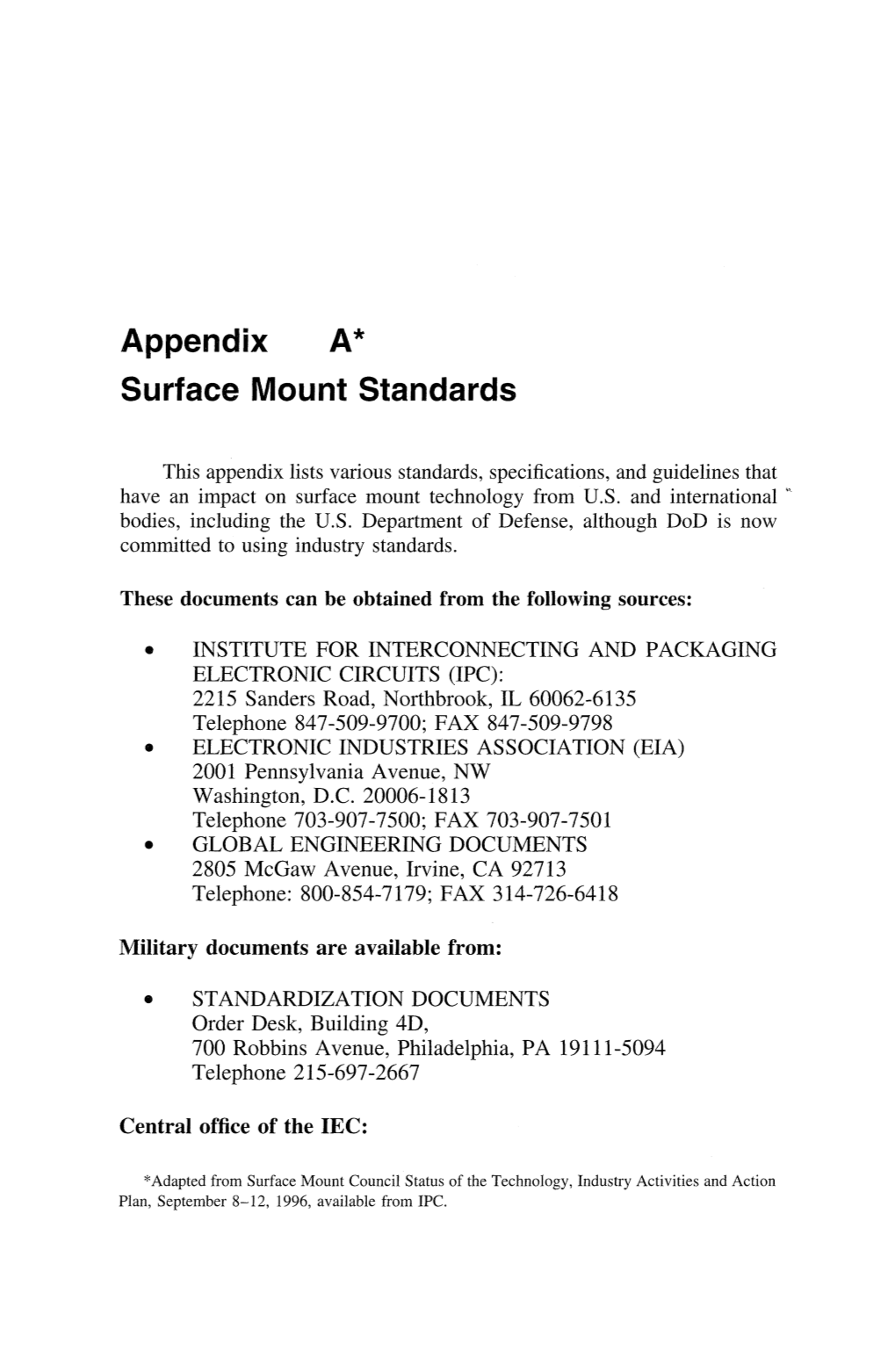 Appendix A* Surface Mount Standards