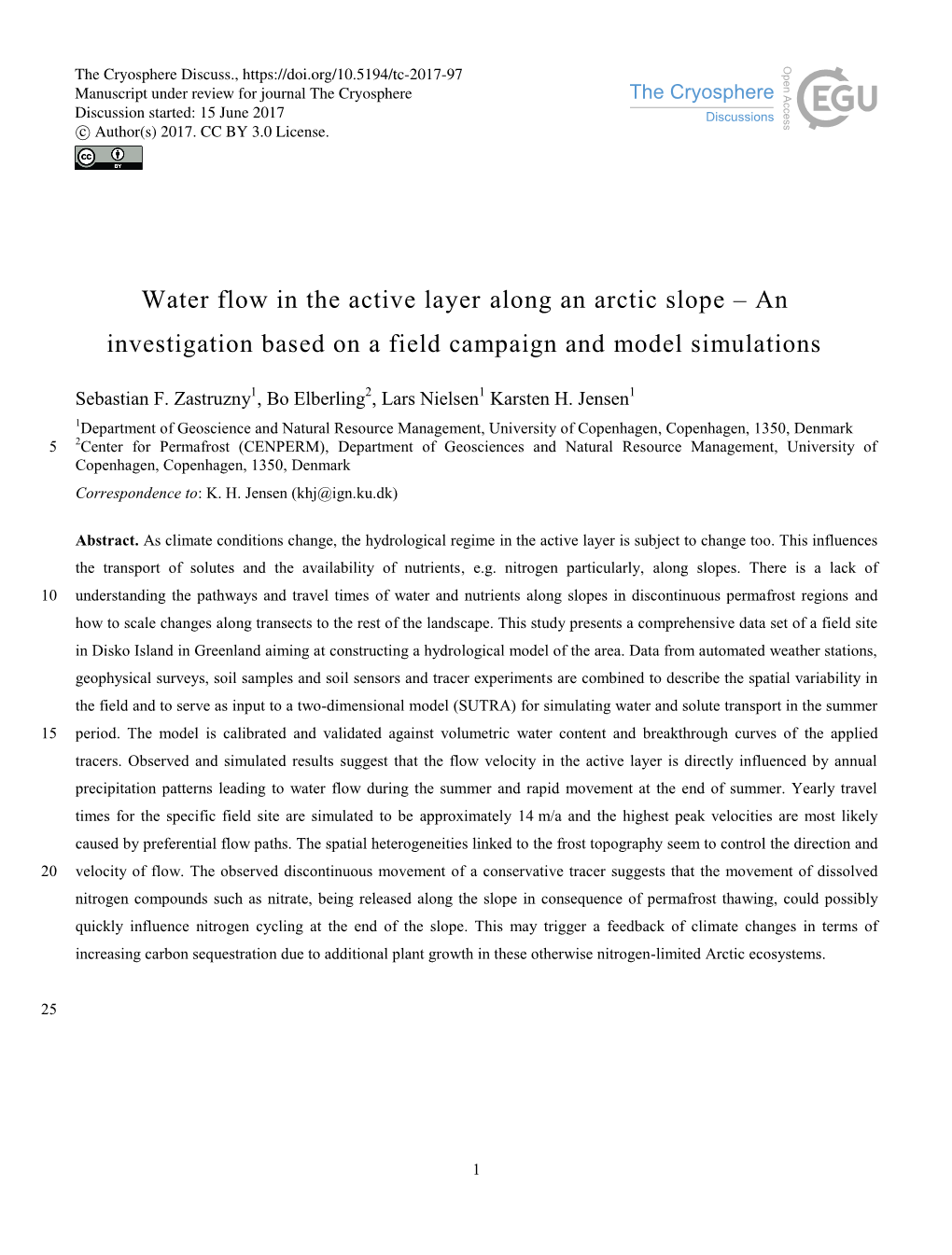 Water Flow in the Active Layer Along an Arctic Slope – an Investigation Based on a Field Campaign and Model Simulations