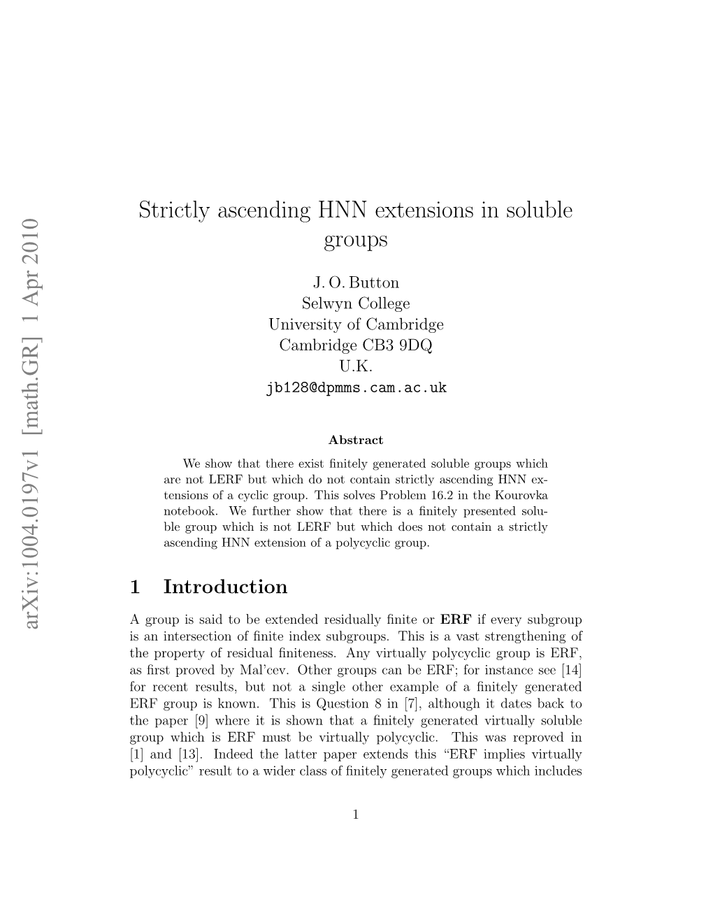 Strictly Ascending HNN Extensions in Soluble Groups